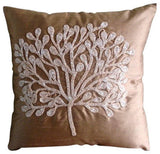 Green Tree - Green Art Silk Throw Pillow Cover