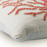 Coral Secrets - Red Cotton Linen Decorative Euro Sham