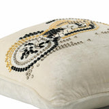 Crystal Motorbike - Ivory Velvet Throw Pillow Cover