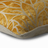 Mimosa Yellow Leaves - Mimosa Yellow Burnout Velvet Throw Pillow Cover