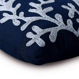 Navy Corals - Navy Blue Art Silk Decorative Euro Sham