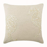 Sea Horse Pearls - Natural Beige Cotton Linen Decorative Euro Sham