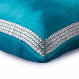 Silver Studded Blue - Turquoise Blue Velvet Throw Pillow Cover