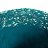 Teal Damask - Teal Blue Art Silk Decorative Euro Sham