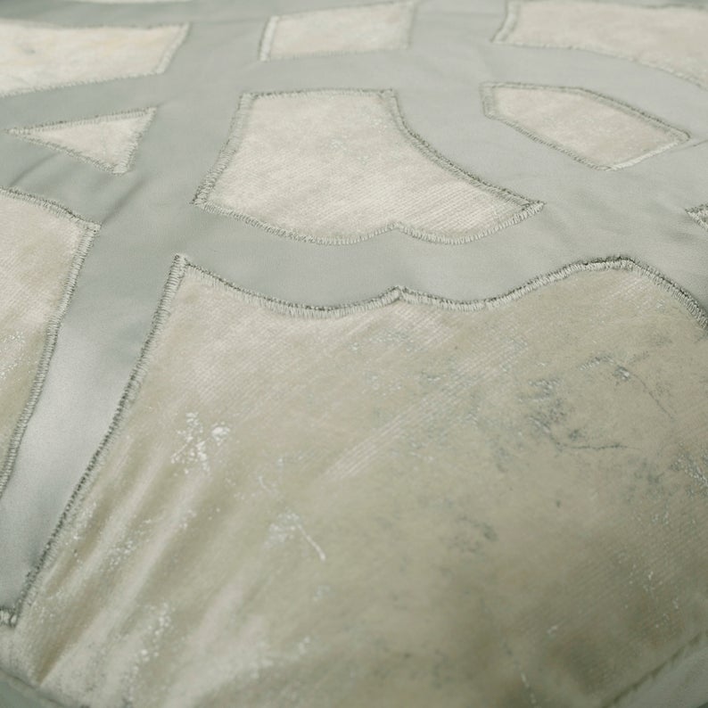 Greek Electra Ivory Velvet Mae Foil Throw Pillow Cover