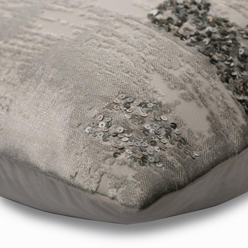 Grudgingly Silver Sequins Velvet Throw Cushion Cover