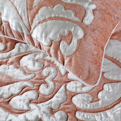 Peach Elegance - Peach & Ivory Velvet Decorative Bed Runner and Cushion Cover