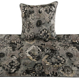 Paved Damask - Black & Grey Velvet Decorative Bed Runner and Cushion Cover