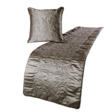 Silver Satin Decorative Bed Runner and Cushion Cover, Silver Soft