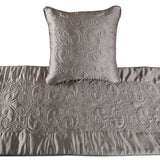 Silver Soft - Silver Satin Decorative Bed Runner and Cushion Cover