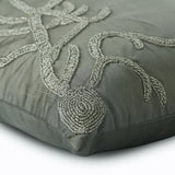 Coral Adornment - Gray Silver Art Silk Decorative Euro Sham