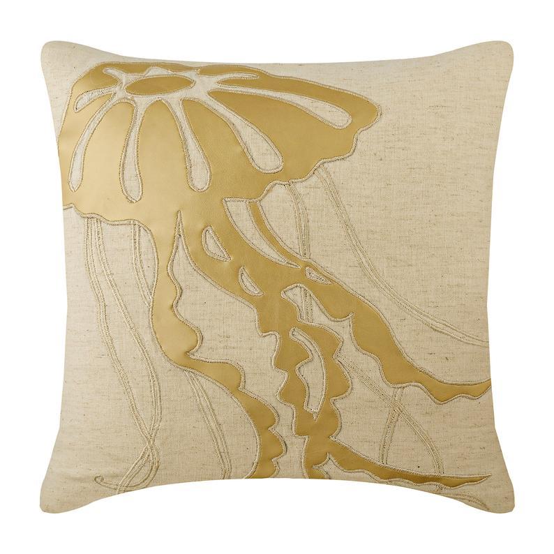 Gold Leather Applique Embroidery Pillows