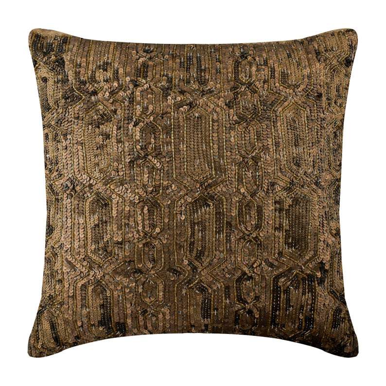 Gold Old Times Sequins Decorative Euro Sham
