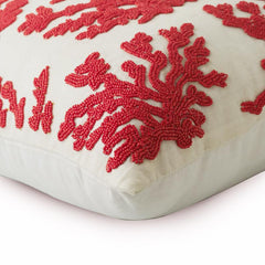 Red Corals - Red Cotton Linen Decorative Euro Sham