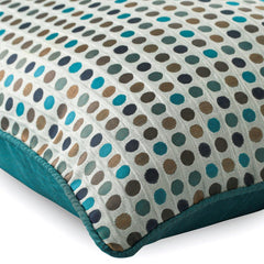 Retro Dots - Blue Jacquard Weave Throw Pillow Cover