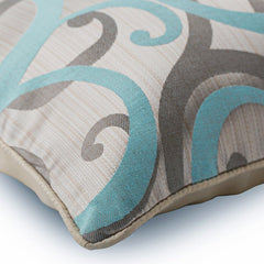 Scrolling All The Way Blue - Blue Jacquard Silk Throw Pillow Cover