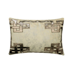 Ivory Velvet Decorative Lumbar Pillow Cover, Greek Zeus