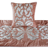 Peach Elegance - Peach & Ivory Velvet Decorative Bed Runner and Cushion Cover