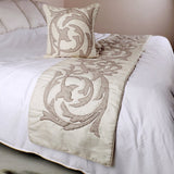 Pretty Dainty - Ivory & Beige Linen Decorative Bed Runner and Cushion Cover