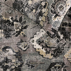 Paved Damask - Black & Grey Velvet Decorative Bed Runner and Cushion Cover