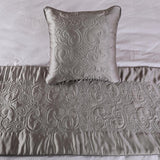 Silver Soft - Silver Satin Decorative Bed Runner and Cushion Cover