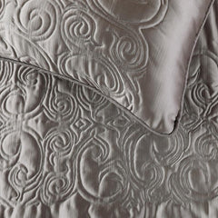 Silver Soft - Silver Satin Decorative Bed Runner and Cushion Cover