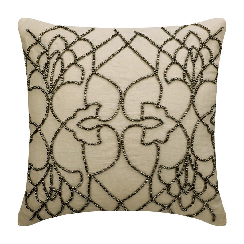 Beige Magnet Linen Throw Pillow Cover