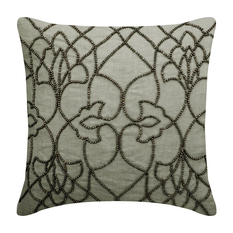 Grey Magnet Beaded Throw Cushion Cover