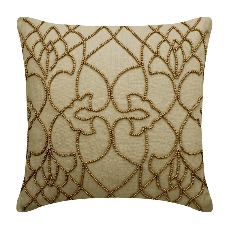 Gold Magnet Beaded Throw Cushion Cover