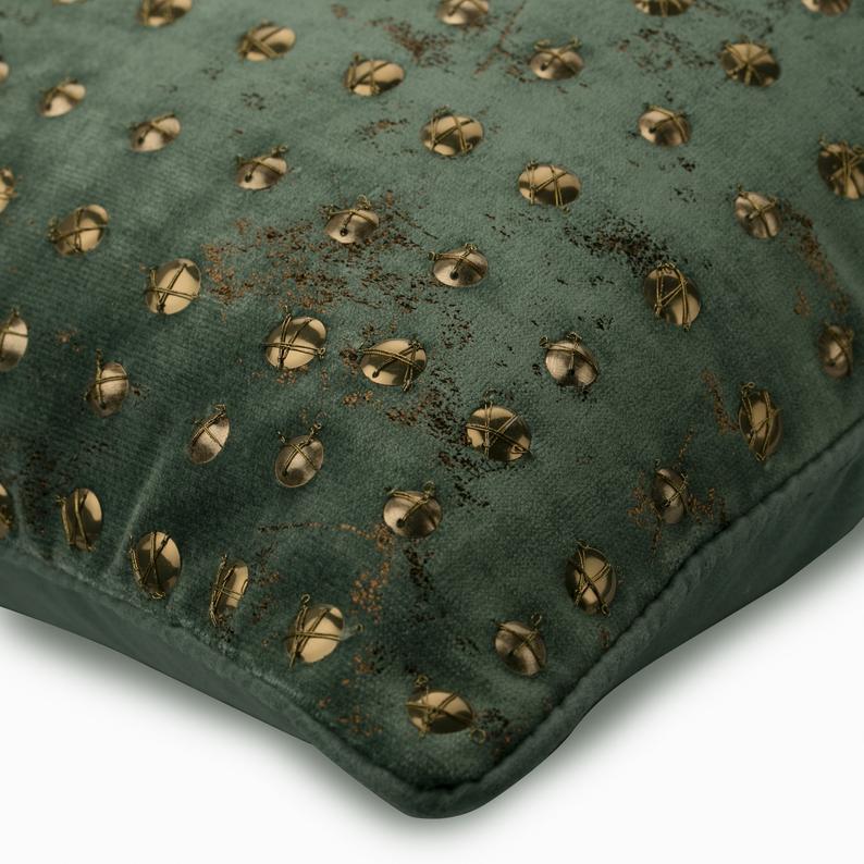 Wheeling Around Teal Gold Foil Decorative Euro Sham