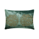 Enchanted Damask Teal Beaded Throw Pillow Cover