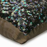 Dazzling Flora Blue Sequins Throw Pillow Cover