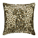 Shimmering Gold Beaded Throw Cushion Cover
