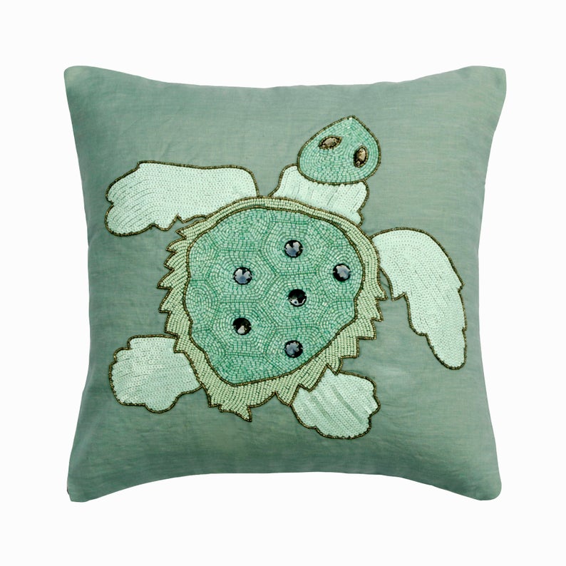Turtle Dove Embroidery Throw Cushion Cover