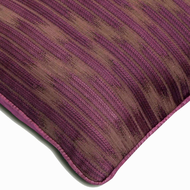Purple Treat Striped Throw Pillow Cover