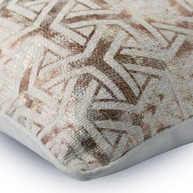 Foiled Contrast Trellis Throw Pillow Cover