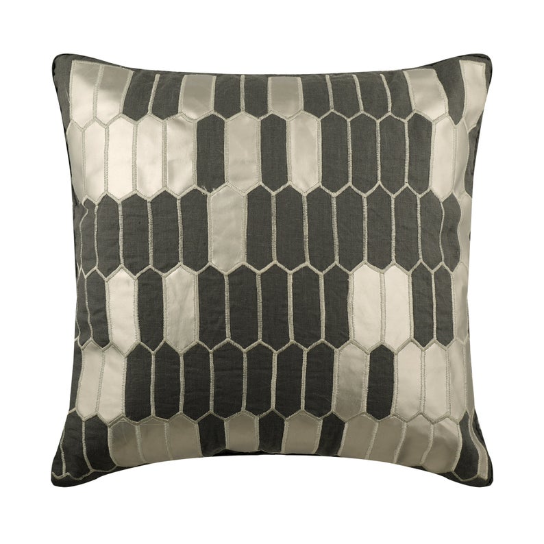 Grey Heist Applique Throw Pillow Cover