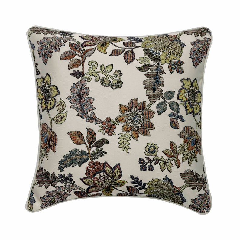 Floral Compatible Ivory Throw Cushion Cover