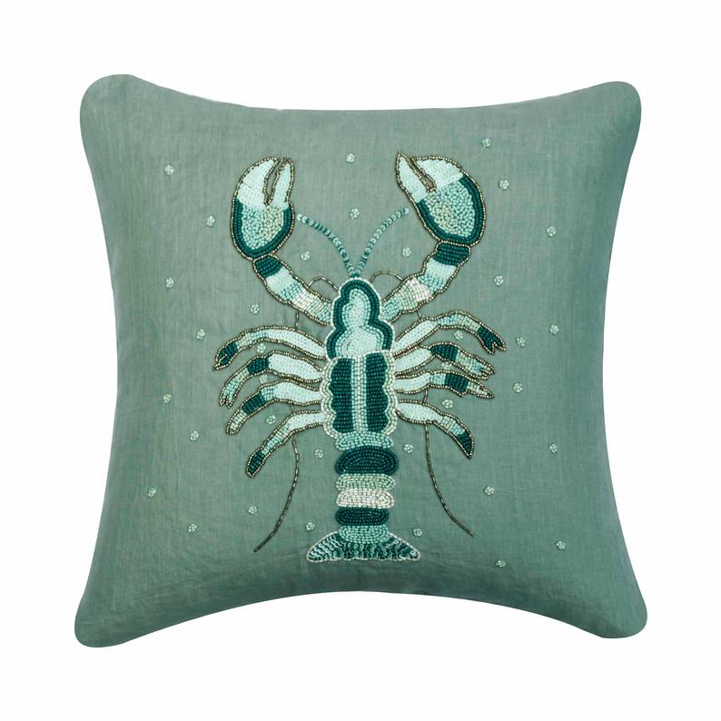 Lobster Cool Embroidery Throw Cushion Cover