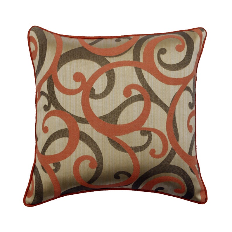 Scrolling All The Way Rust Silk Throw Pillow Cover
