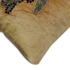 Glider By - Beige Velvet Throw Cushion Cover