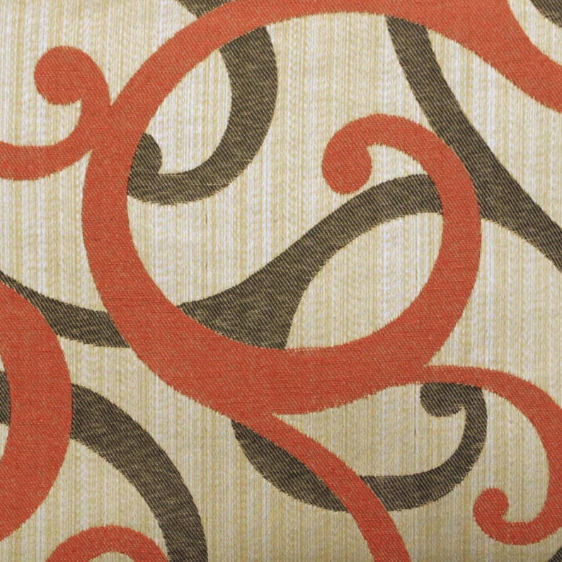 Scrolling All The Way Rust Throw Cushion Cover
