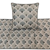 Flourish Bloom - Cotton Blue & Grey Decorative Bed Runner and Cushion Cover