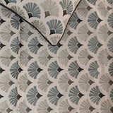 Flourish Bloom - Cotton Blue & Grey Decorative Bed Runner and Cushion Cover