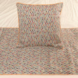 Happy Chevy - Jacquard Embroidered Beige & Multicolor Decorative Bed Runner and Cushion Cover
