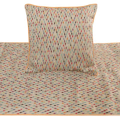 Happy Chevy - Jacquard Embroidered Beige & Multicolor Decorative Bed Runner and Cushion Cover