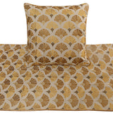 Autumn Bloom - Cotton Embroidery Beige & Yellow Gold Decorative Bed Runner and Cushion Cover