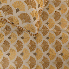Autumn Bloom - Cotton Embroidery Beige & Yellow Gold Decorative Bed Runner and Cushion Cover