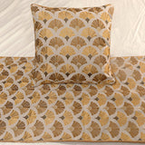 Autumn Bloom - Cotton Embroidery Beige & Yellow Gold Decorative Bed Runner and Cushion Cover