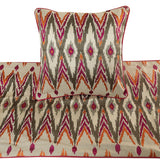 My Ikat Love - Cotton Linen Multi Color & Pink Decorative Bed Runner and Cushion Cover